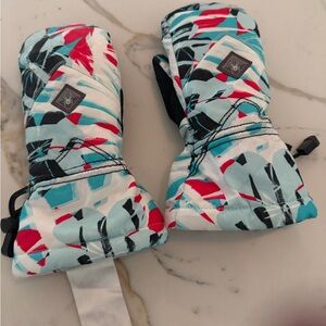 Spyder Kids Mittens in Red, Blue, and Black